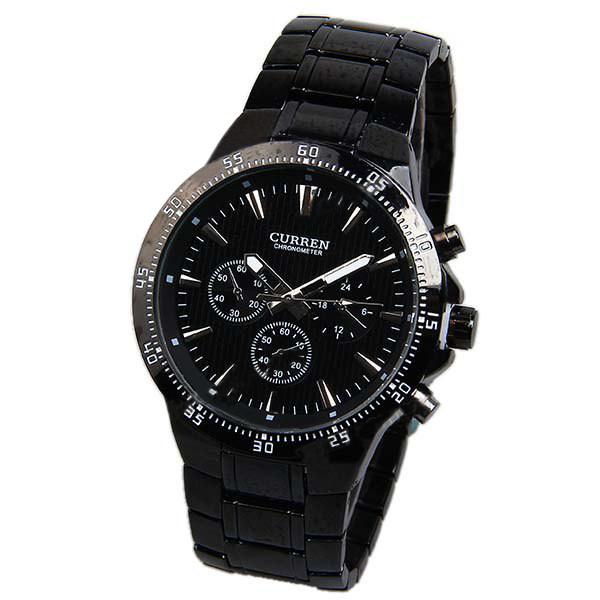 Curren Men's Black Stainless Steel Chronograph (Black 4.8cm Dial) 